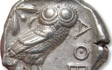 Attica, Athens. Tetradrachm 454-404 B.C. - great example of this iconic coin, large part of the crest visible