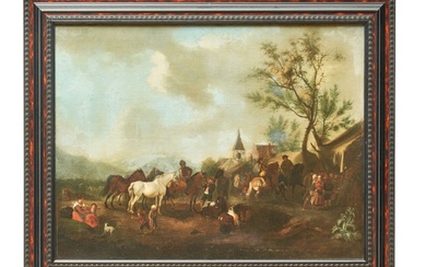 Attributed to Philips Wouwerman (1619 - 1668 An encampment...