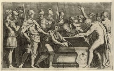 Autori vari, Lotto di cinque incisioni di autori del XVI secolo.
