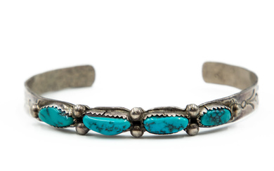 B. Bennett Navajo Sterling Silver and Turquoise Bracelet