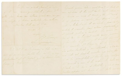 BOLÃVAR, SIMÃ“N. Lengthy Letter Signed, "Bolivar," as