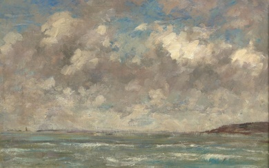 Eugène BOUDIN Le Havre, ciel sur l’estuaire Huile sur toile h:40.5 CM, d:55.5 CM Signée...
