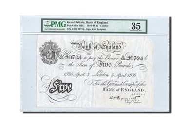Banknote, Great Britain, 5 Pounds, 1936, 1936-4-3, KM:335a, graded, PMG
