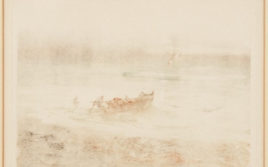 Barca di pescatori, POMPEO MARIANI (Monza, 1857 - Bordighera, 1927)