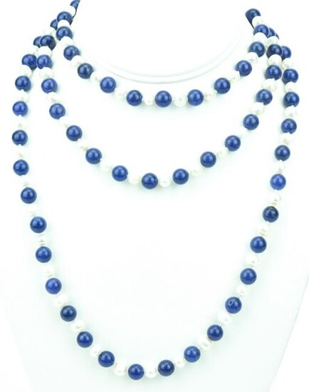 Baroque Pearl & Lapis Lazuli Necklace
