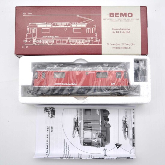 Bemo HOe model railway locomotive ref 1258 149 RhB Ge 4/4 619 'Samedan', boxed.