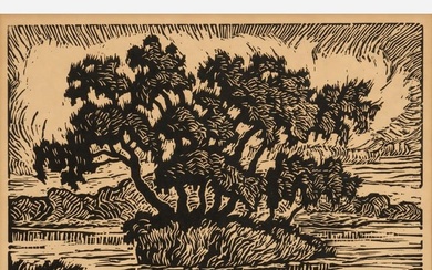 Birger Sandzen "Pond with Willows" (1930 Linocut)