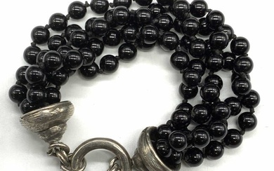 Black Glass Beaded Toggle Bracelet, Jewelry