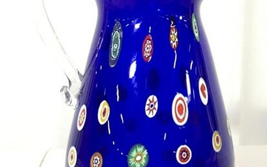 Blue Toned Murano Art Glass Pitcher