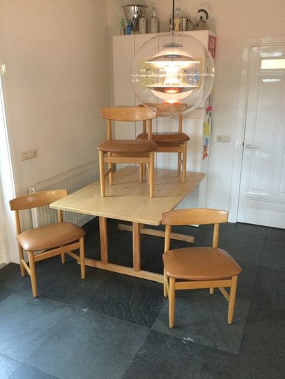 Borge Mogensen - Fredericia Stolefabrik - Dining table, Dinner chair (5) - model 3236 + C 18