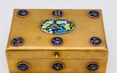 Box - Box with enamel decor - Brass, Enamel