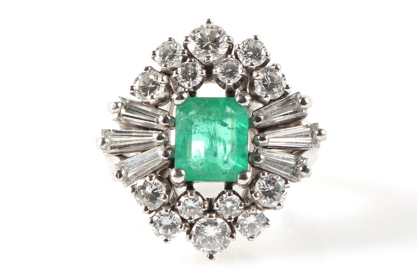 Brillant Diamant Smaragd Damenring