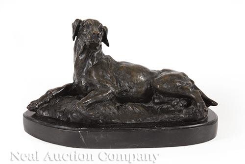 Bronze Figure of a Recumbent Dog