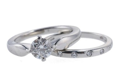 Bvlgari Bulgari GIA 0.70ct E VVS1 Diamond Engagement Wedding Ring Set