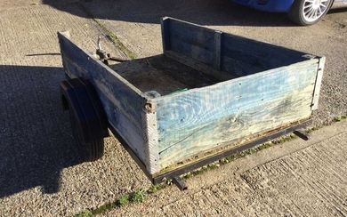 By Direction of Executors: Small single axle trailer with metal frame and wood sides
