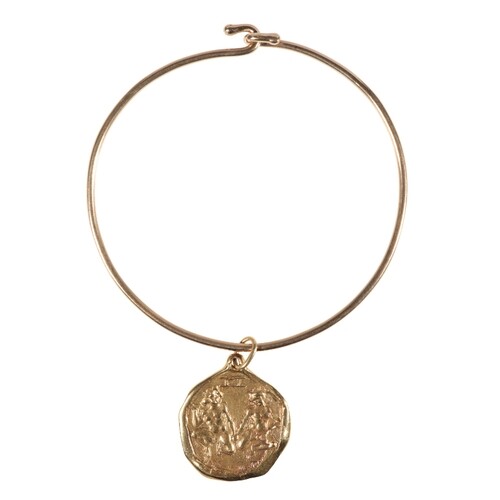 CARTIER: AN 18CT GOLD ZODIAC PENDANT CHOKER the pendant depi...