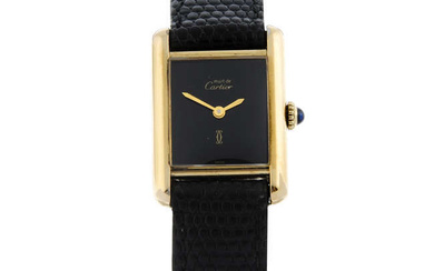 CARTIER - a gold plated silver Must de Cartier wrist watch, 20mm.