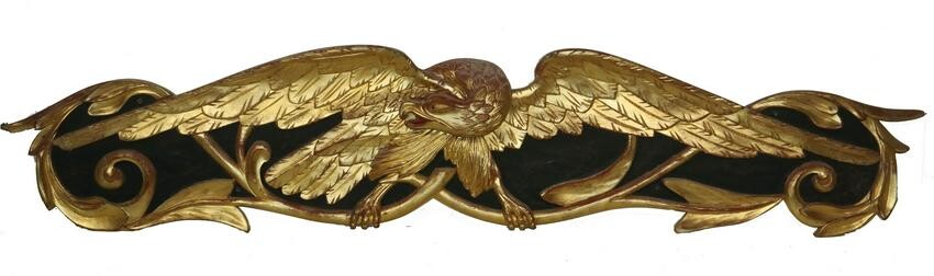 CARVED AND GILT EAGLE STERNBOARD BY GUY E. NICHOLAS OF