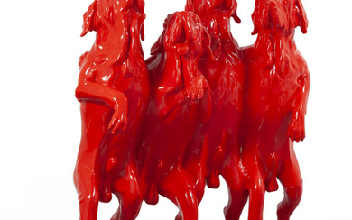 CHEN WENLING (1969-) Red dogs 2008 vetro resina cm 150x120x110 circa firmato,...