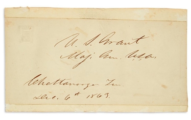 SIGNED AFTER VICTORIOUS CHATTANOOGA CAMPAIGN (CIVIL WAR.) GRANT, ULYSSES S. Signature and date,...