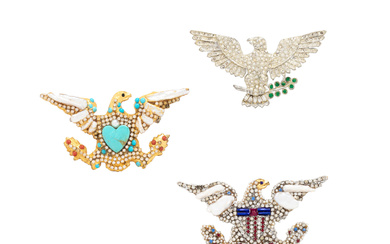 COLLECTION OF COSTUME JEWELRY EAGLE PINS