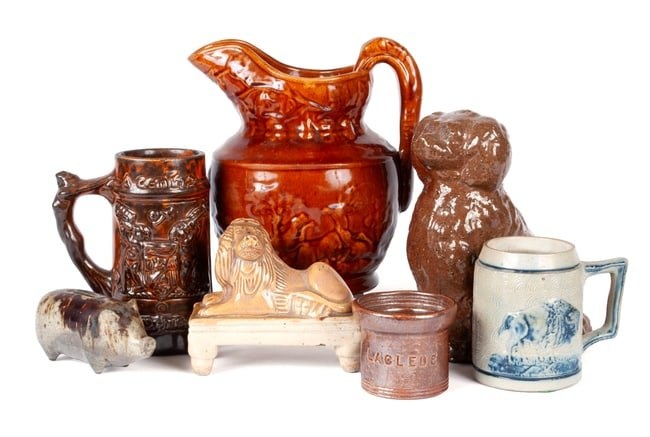 COLLECTION OF REDWARE AND OTHER POTTERY