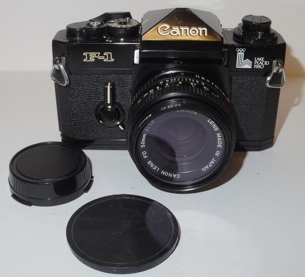 Canon F-1 - 1980 - Lake Placid Olympische Spelen - incl. Canon 1.8/50mm - NO RESERVE