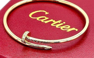 Cartier 18k Yellow Gold Juste un Clou Diamond Bracelet Size 17