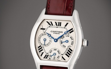 Cartier Reference 2540 Tortue Collection Privée Cartier Paris | A white gold automatic tonneau shaped perpetual calendar wristwatch with leap year indication, Circa 2005