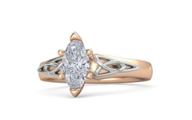 Certified 1 ctw Diamond Ring - 14K Rose & White Gold
