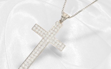 Chain/pendant: high quality vintage cross pendant with brilliant-cut diamonds, France