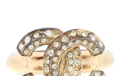 Chanel Crystal Double CC Ring