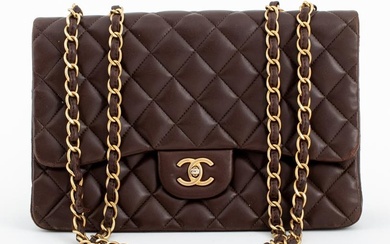 Chanel Quilted Brown Lambskin Front Flap Handbag