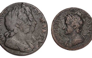 Charles II, Pattern Farthing 1665, in copper, short hair, edge...