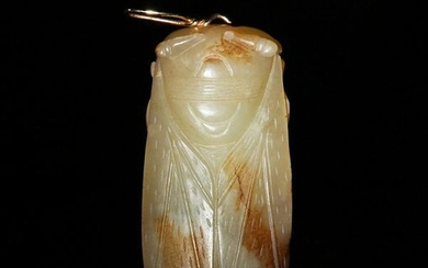 Chinese Carved Jade Cicada Toggle, Ming Dynasty