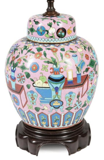 Chinese Cloisonne Enamel Covered Jar