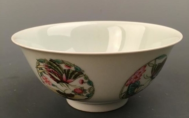 Chinese Famille Rose 'Butterfly' Bowl, Yongzheng Mark