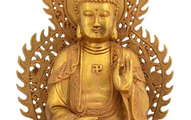 Chinese Qing Dynasty Gilt Copper Padmasana Buddha