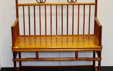 Chinese huanghuali two seat bench with spindle back and...