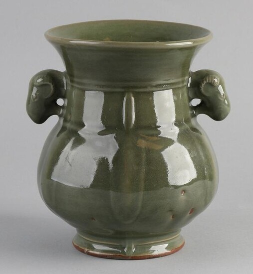 Chinese porcelain vase with celadon-colored glaze and