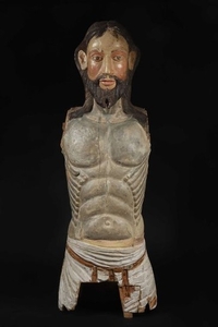 Christ en croix Bois sculpté polychrome INDO Por…