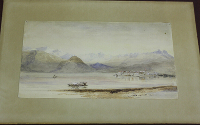 Circle of Edward Lear - 'Lago Maggiore, Pallanza', watercolour, titled, dated 1880 and ins