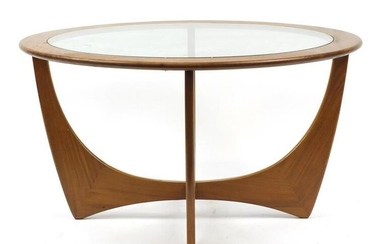 Circular G-Plan E Gomme coffee table with glass top