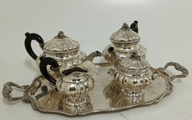 Coffee and tea service (5) - .800 silver - Italy - First half 20th century