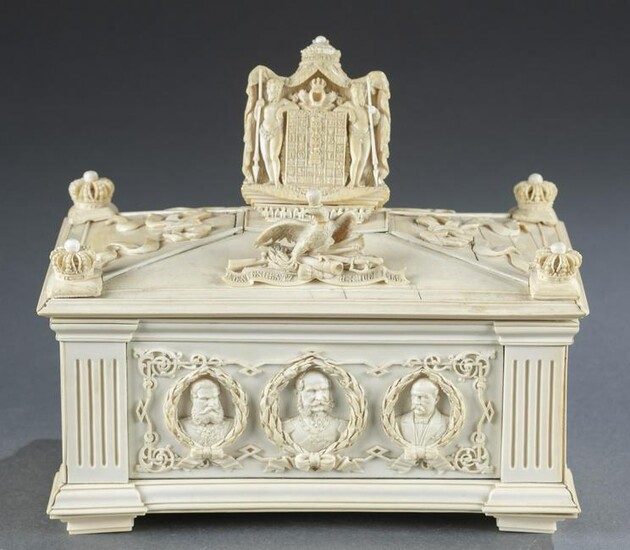 Commemorative Prussian dresser box, 1880s.