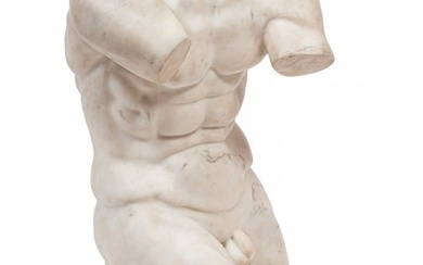 Continental Carved Marble Male Torso
