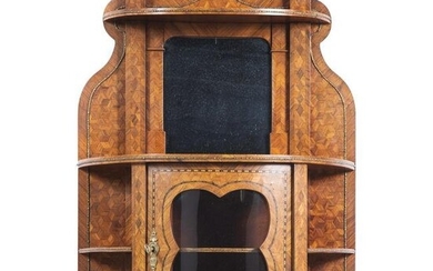 Continental Marquetry Mirrored Hanging Curio Shelf