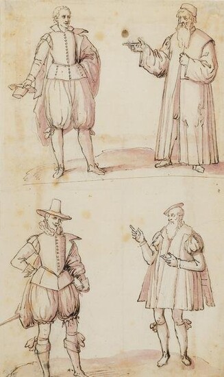 Continental School Circa 1590-1610 Four Costume Studies