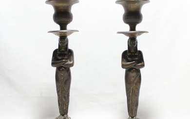 Coppia di Candelieri Retour d'Egypte - Candlestick - Bronze