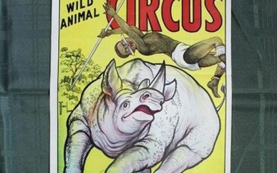 Cristiani Bros. White Rhino (1958) 14" x 31" US Circus